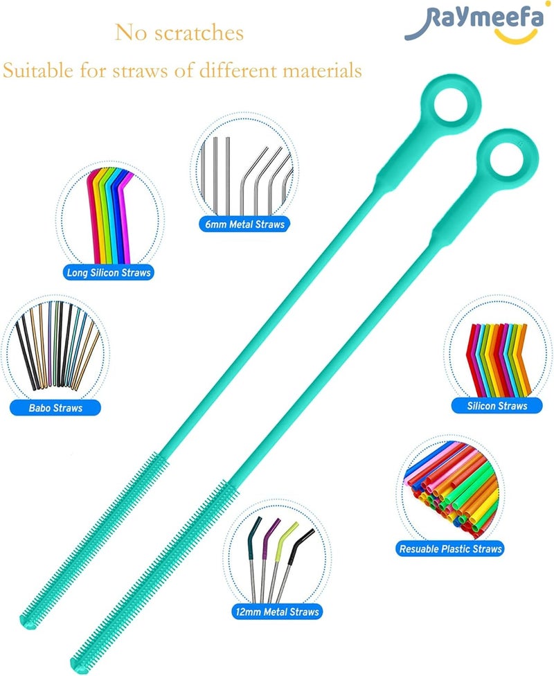 Raymeefa Silicone Straw Cleaner Brush (2-Pack),Extra Long Pipe Cleaners for Standard Straws,Compatible with 30/40 oz Tumbler Straws,Scratch-Free & Easy to Clean(Green) - Image 4